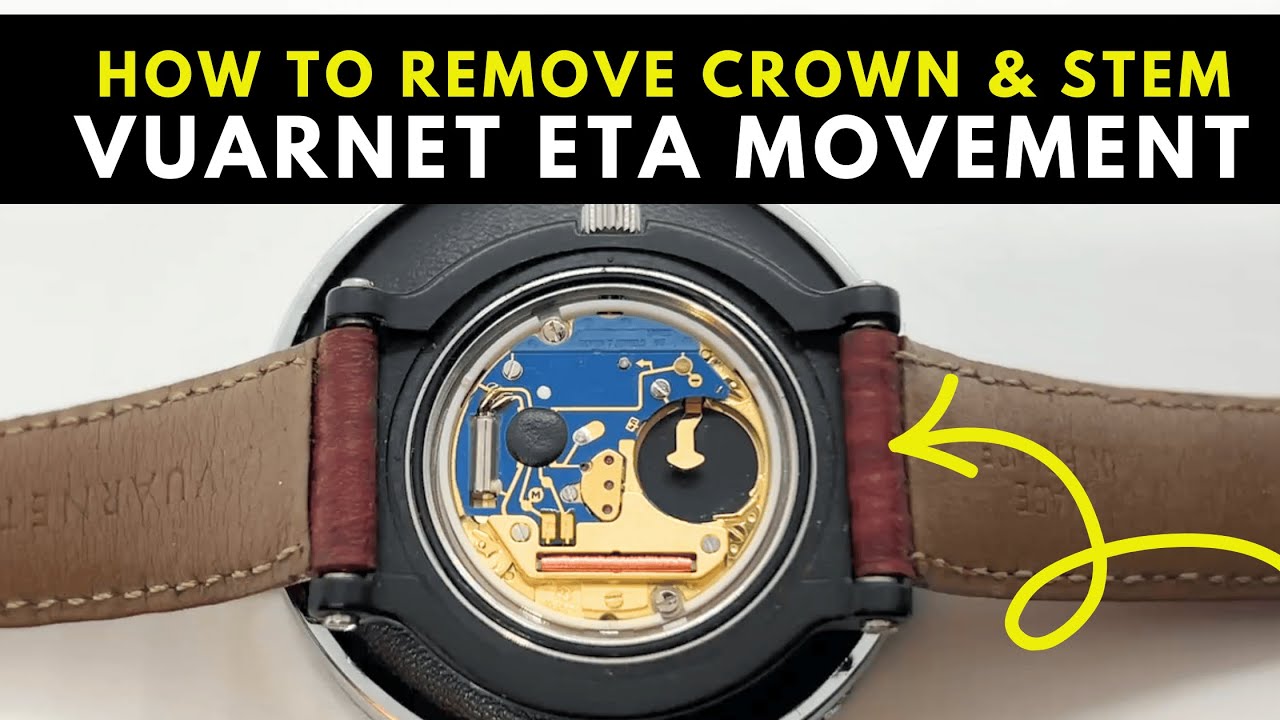 Заводная головка и фиксатор заводной головки на швейцарском часовом механизме ETA от Vuarnet