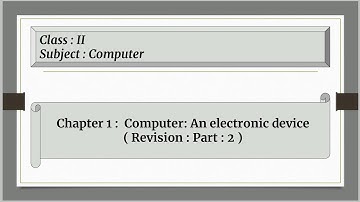 Computer : An Electronic Device For Class 2 : Chapter : 1 ( Revision : Part : 2 )