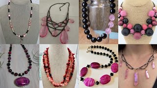 Luxury 😍 Onyx with Pink Stone Necklace Designs | Elegant Gemstone Jewelry