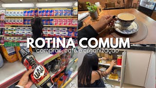 ACHO QUE GASTEI MUITO NAS COMPRAS DA QUINZENA 💸🛒 TOMEI UM CAFÉ SOZINHA E ORGANIZEI TUDO 