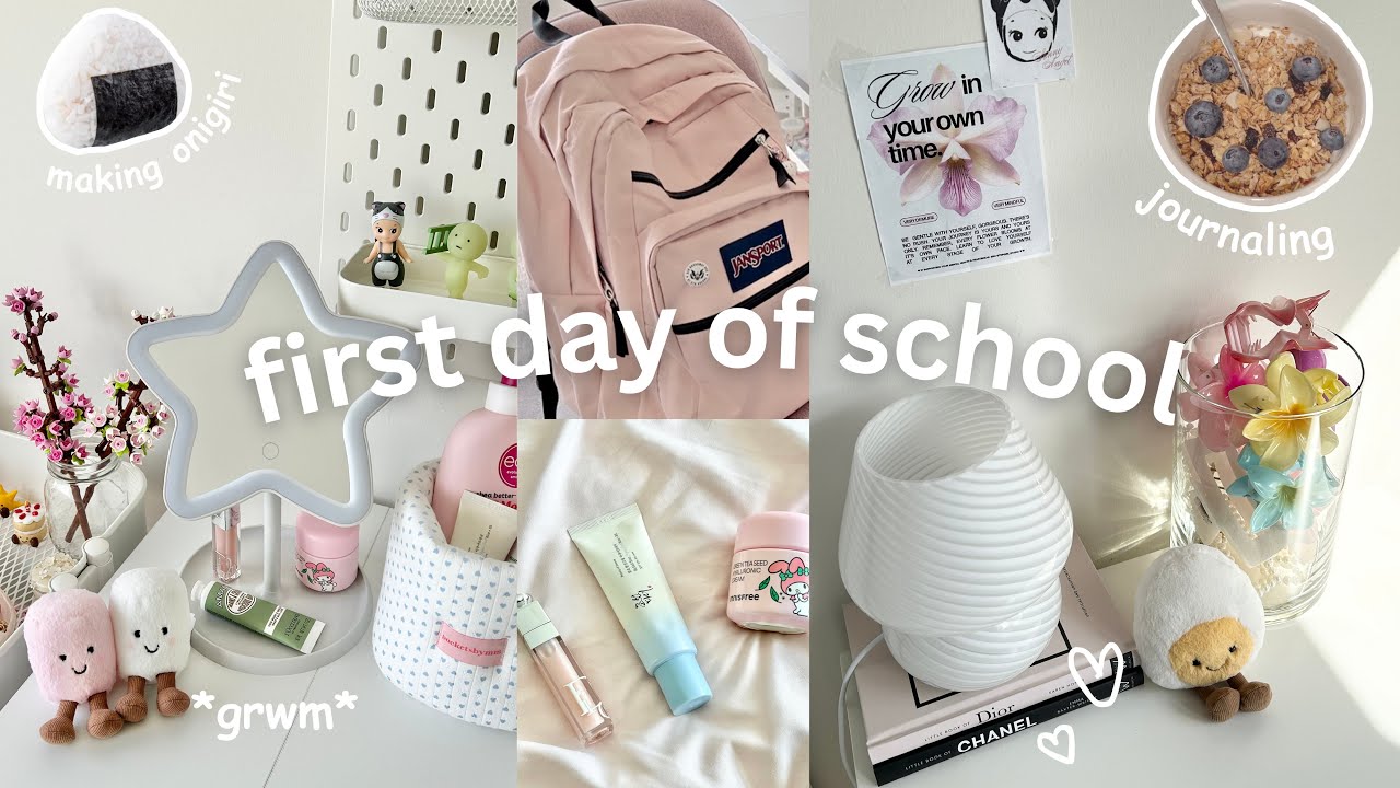 FIRST DAY OF SCHOOL VLOG🩰📓pinterest school girl, note taking, lunch prep, GRWM, introvert diaries  