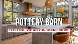 Pottery Barn Inspired L Shaped Kitchen Design Blending Warm Neutrals and Timeless Comfort