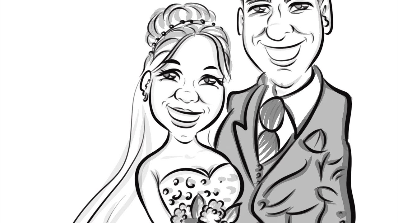 Romantic & Humorous Cartoon Couple Portraits