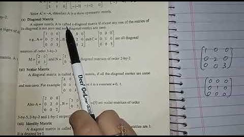 Class 9 Maths diagonal matrix video 1