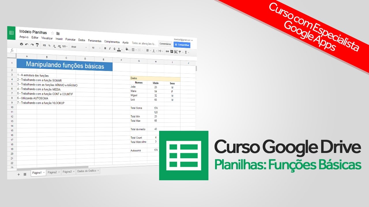 planilhas de gastos Curso Planilhas Google Drive: Funções Básicas