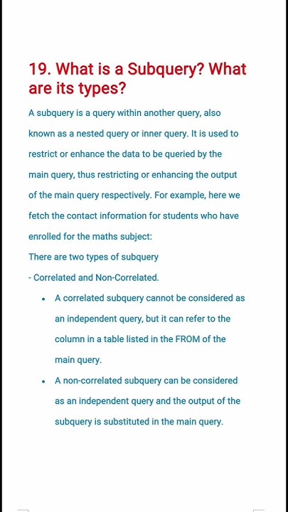 19-what-is-a-subquery-what-are-its-types-sqlinterviewquestions