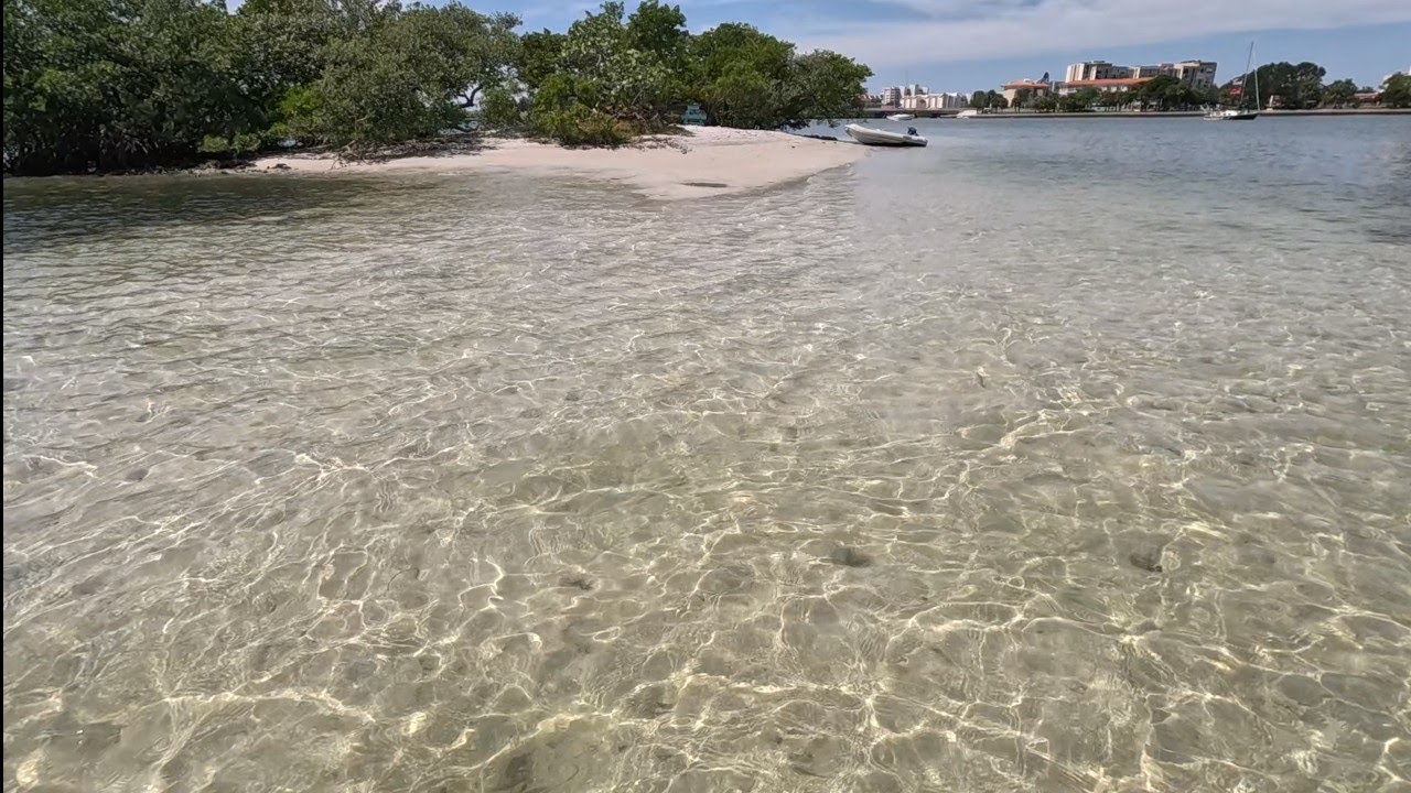 Live-aboard Sailing Sailboat. We use our dingy to explore a remote island on the Florida Coast.