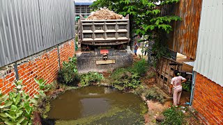 First Starting A New Project!! Filling Land By Bulldozer Komat'Su D20P With Dump Trucks