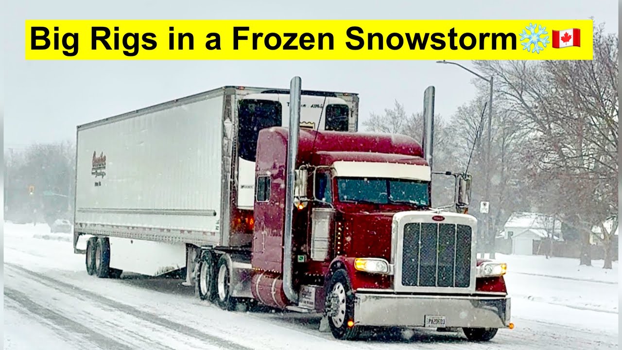 Big Rigs in a Frozen Snow ❄️ Brutal Winter Storm in Windsor, Ontario #62🇨🇦