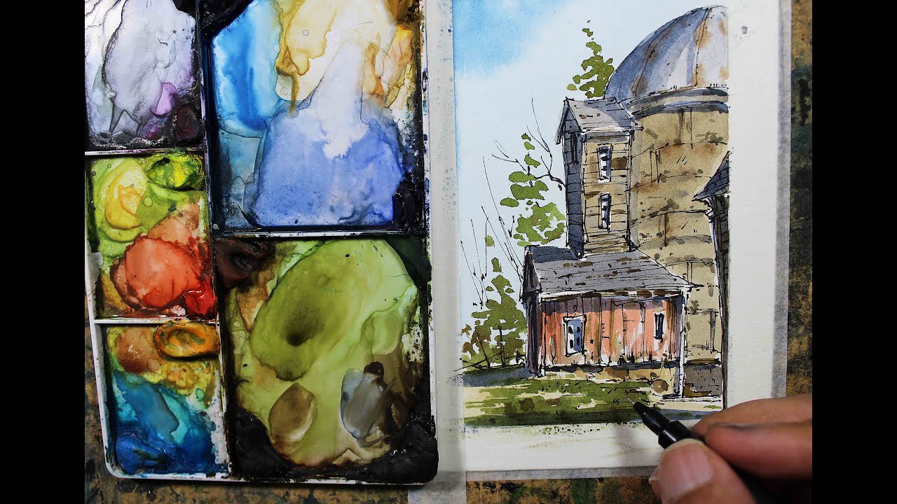 Sketching Silo In line and Wash In Full Real Time By Nil Rocha - YouTube