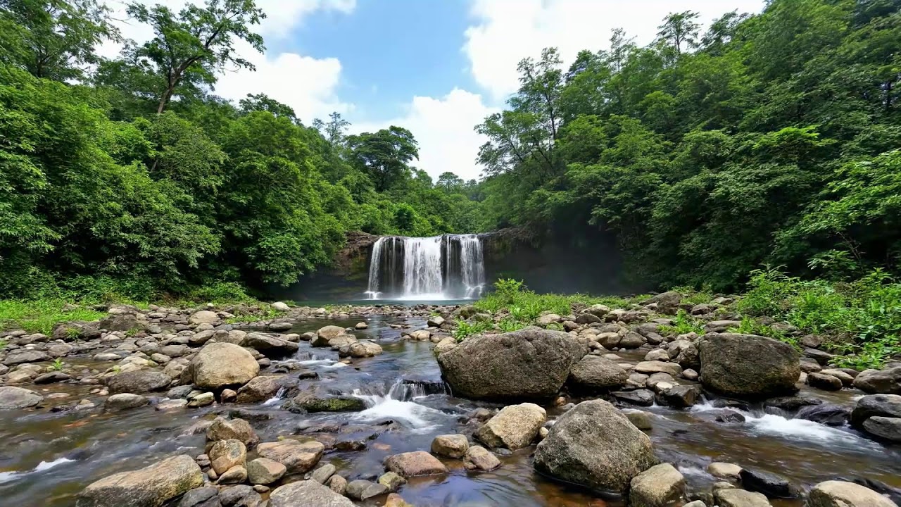🌬️ Crystal Clear Waterfall Sounds | 12 Hour Live Nature View