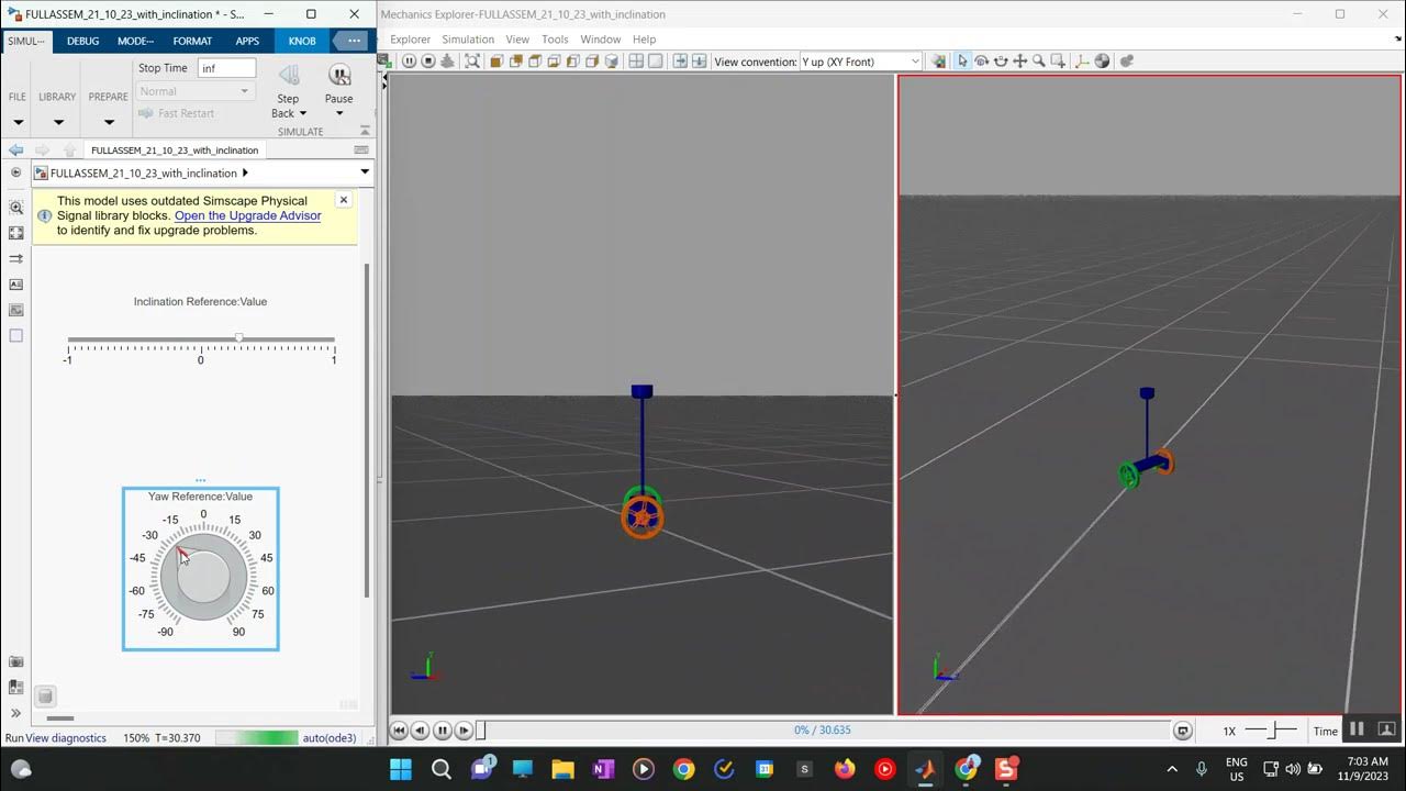 Realtime control of a two wheel balancing robot inside a simulation ...
