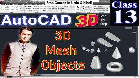 AUTOCAD 3D |13 3D MESH OBJECTS in Autocad in Urdu/Hindi |Class 13 CAD TUTORIALS BY YASIR
