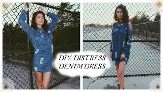 denim distressed dress