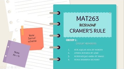 MAT263 CASE STUDY : APPLICATION OF LINEAR ALGEBRA IN REAL LIFE (CRAMER’S RULE)