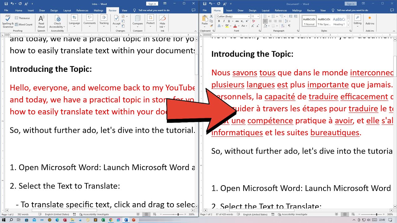 Translate File Word How to Translate Text in Microsoft Word Document - YouTube