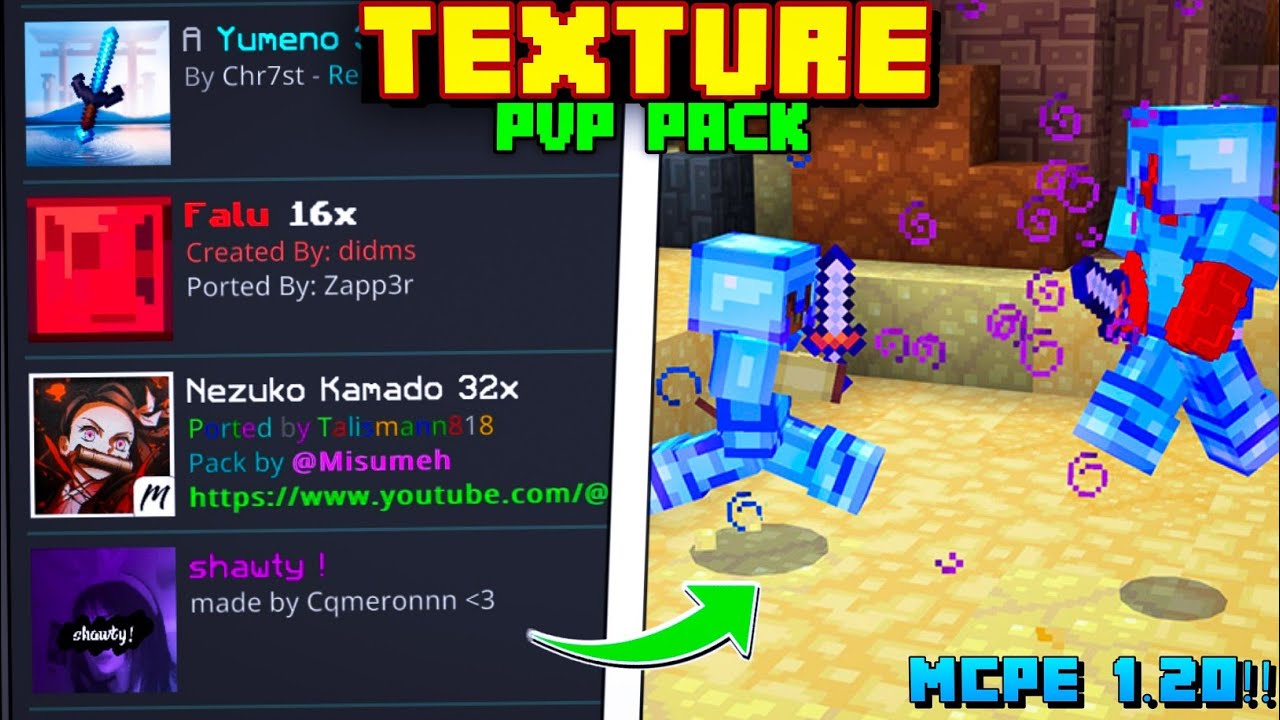 😍 New!! Top 5 Best PvP Texture pack for ( MCPE 1.20) Minecraft Bedrock ...