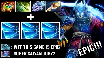CRAZY FAST Max Attack Speed 4x Divine Rapier Pro Juggernaut Level 30 Epic Late Game Fight WTF Dota 2
