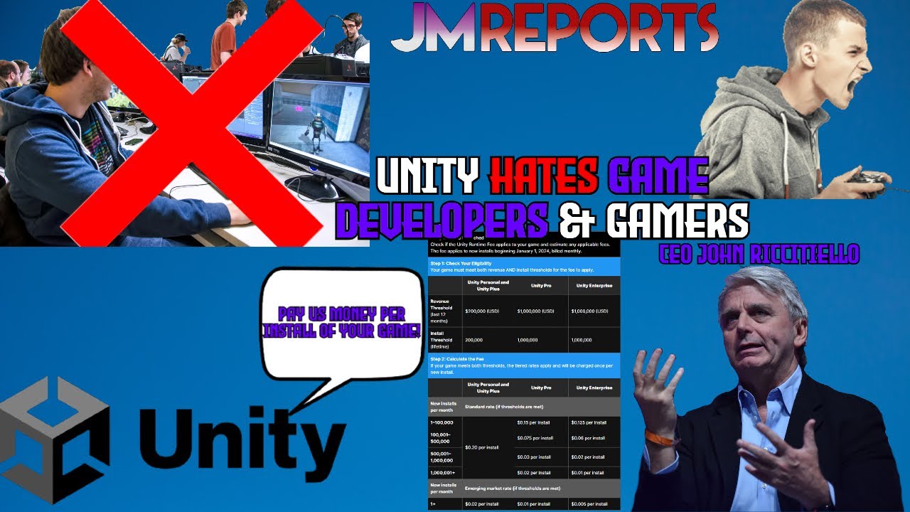 Unity CHARGES game developers per game install & receives BACKLASH terrible new policy