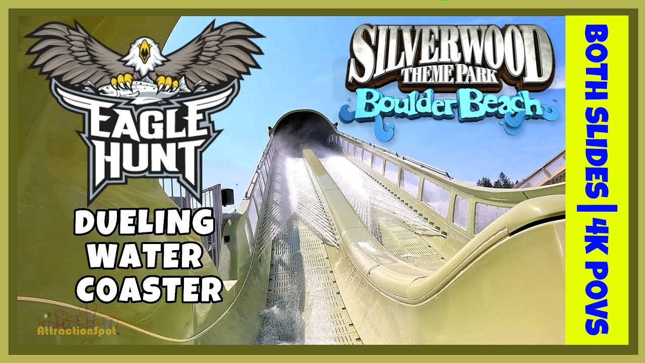 Орлиная охота | Водные горки Dueling | Обе горки | Виды от первого лица в формате 4K | Аквапарк S...