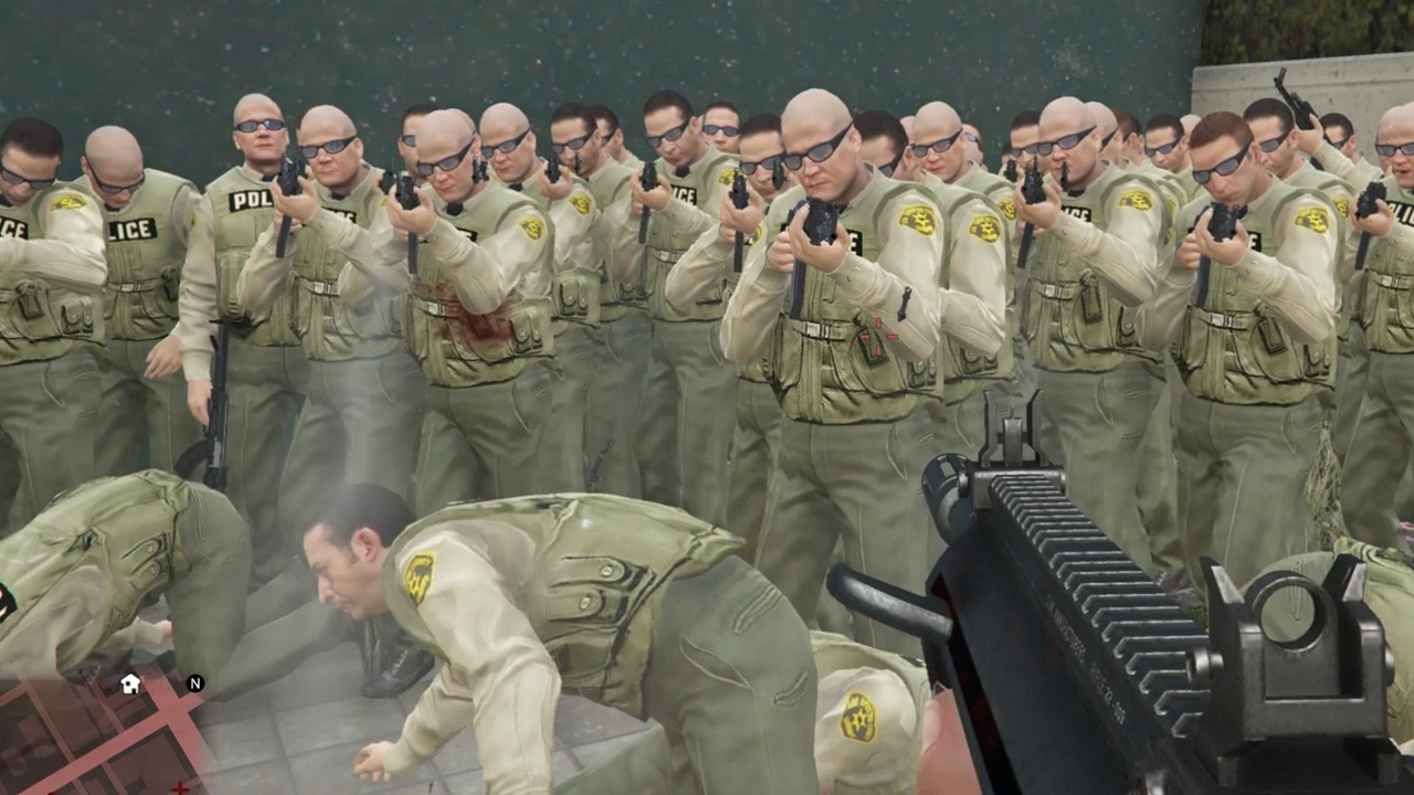 GTA 5 - First Person shootout with gangs + epic five star cop battle ...