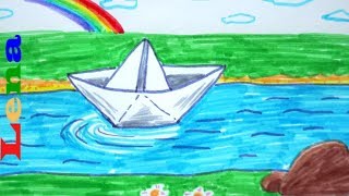 Papier Boot zeichnen - How to draw a paper Boat - как нарисовать бумажный кораблик