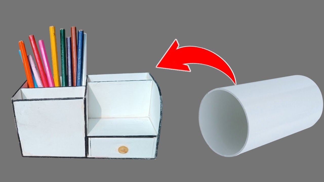 How to Make a Pen Holder With PVC Pipe || DIY Desk Organizer || সহজেই ...