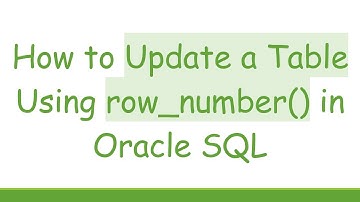 How to Update a Table Using row_number() in Oracle SQL