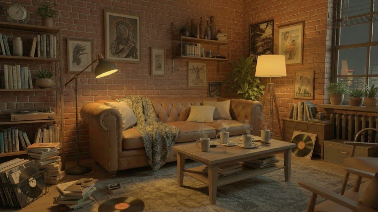 Relaxing Jazz Piano | Cozy Retro Room | Relaxing Music for Sleep & Late Night