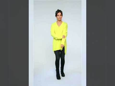 Video: CM4614 Sweter z dziurami - żółty