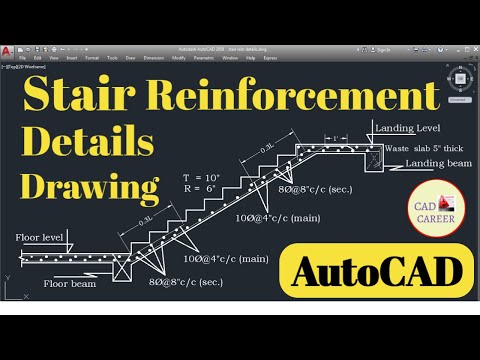 Stair Reinforcement Design in AutoCAD | Staircase Reinforcement Details Drawing | CAD CAREER