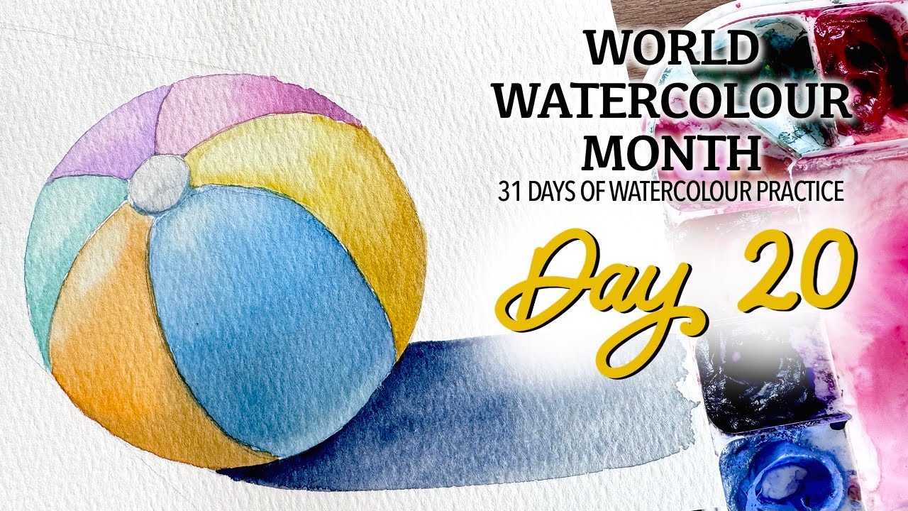 Emma Ball 水彩画 The Lanes,Brighton Paint a Watercolor Beach Ball | World Watercolor Month Day 20