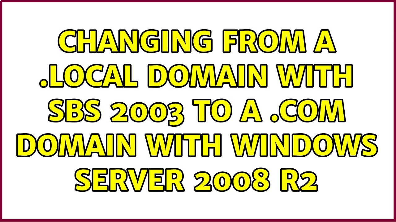 Changing from a .local domain with SBS 2003 to a .com domain with Windows Server 2008 R2