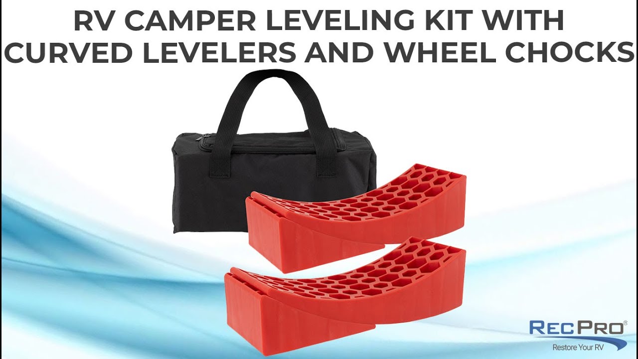RV Camper Leveling Kit with Curved Levelers and Wheel Chocks 2 Pack - RecPro