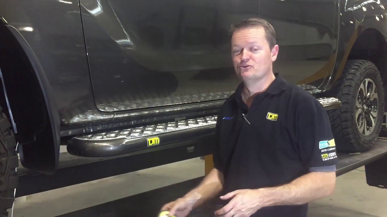 TJM Brendale on the hoist Mazda BT50 Side Steps & Under body protection