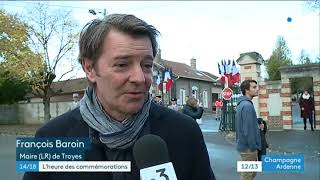 Le maire de Troyes François Barouin, lors des commémorations du centenaire 14/18
