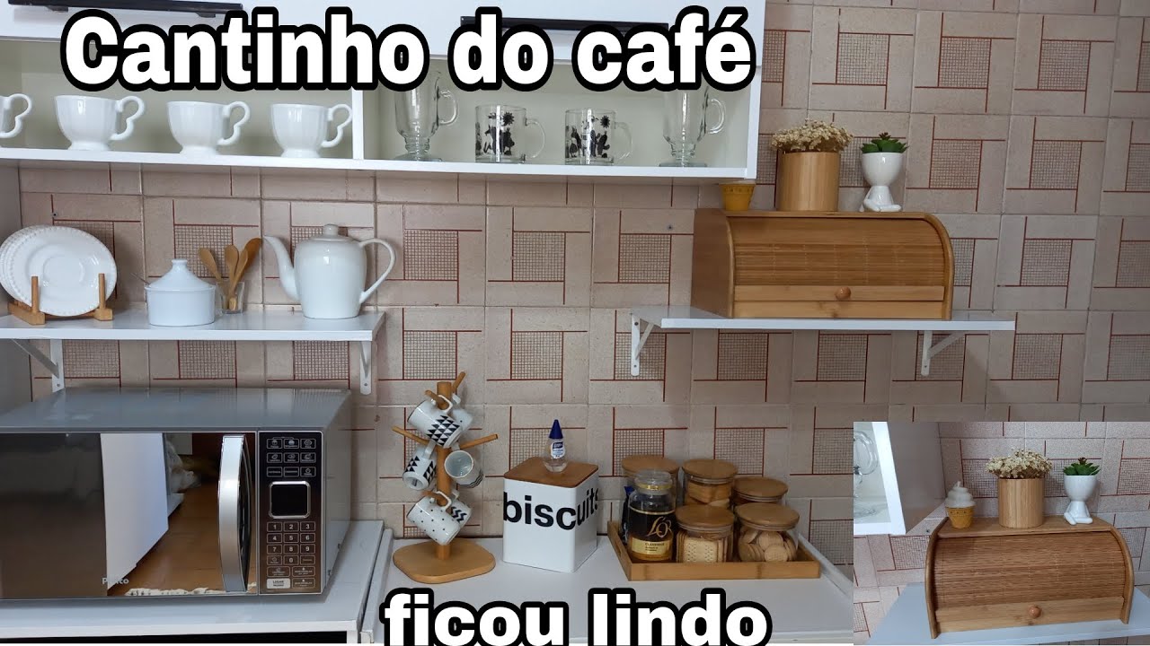 DECORAÇÃO NO CANTINHO DO CAFÉ COM PORTA PÃO NOVO