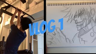 Vlog 1 (my daily routine) pull day and day one of sketching Megumi (jujutsukaisen)