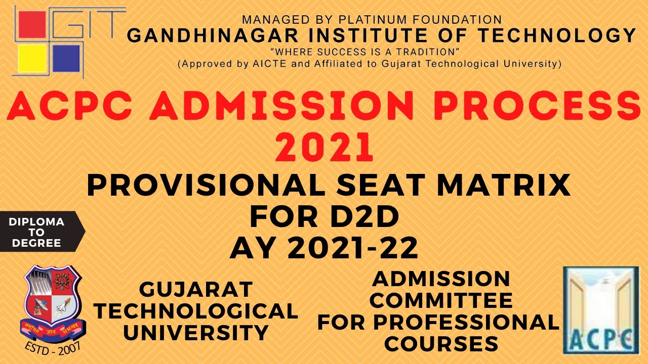 Provisional Seat Matrix For D2D AY 2021 22 Admission 2021 GTU 