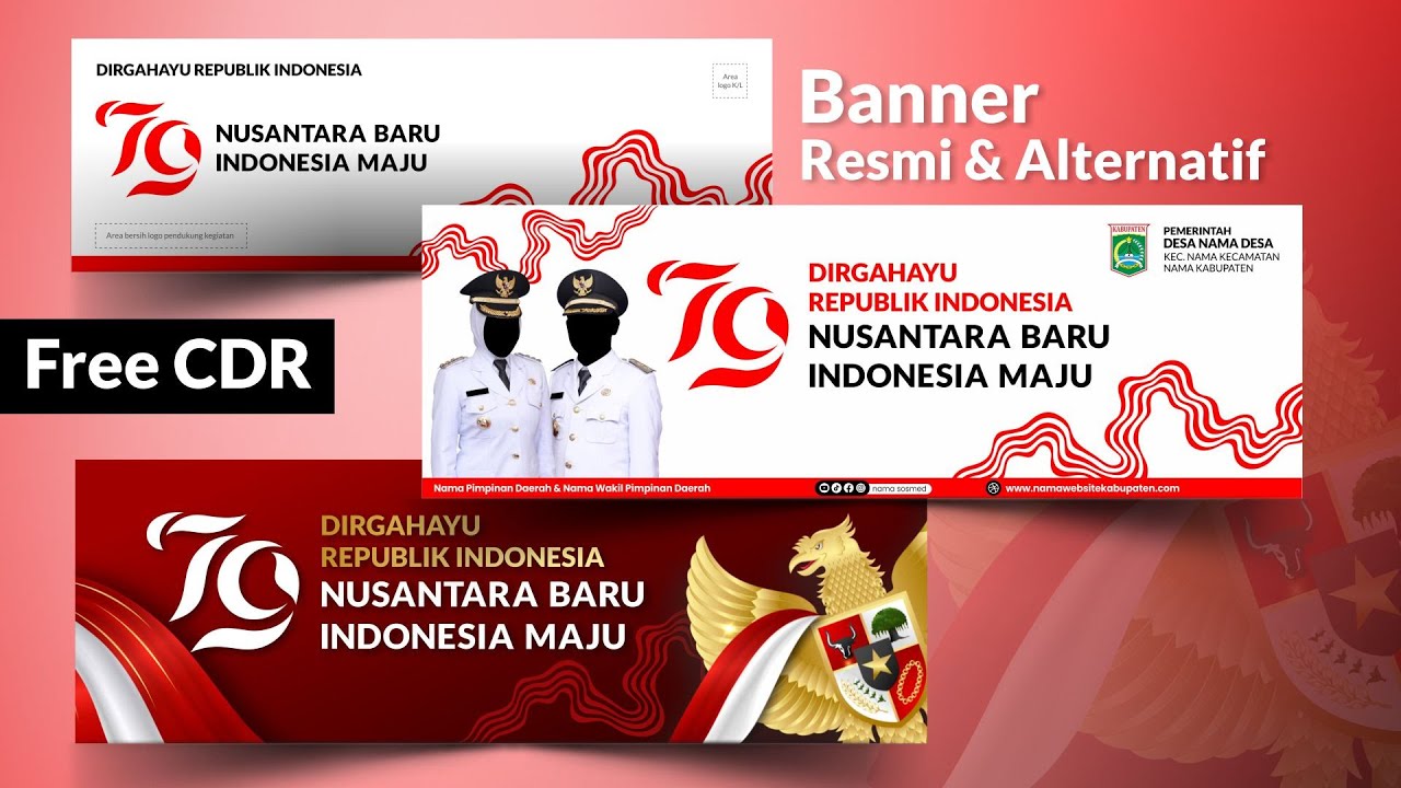 Free CDR Spanduk HUT RI ke 79 Tahun 2024 (Resmi dan Alternatif) #azwargrafika #editorgrafis