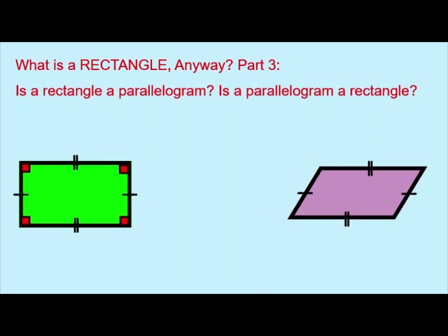 What is a RECTANGLE, anyway? Part 3: Is a Rectangle a Parallelogram? Is a  Parallelogram a Rectangle? 