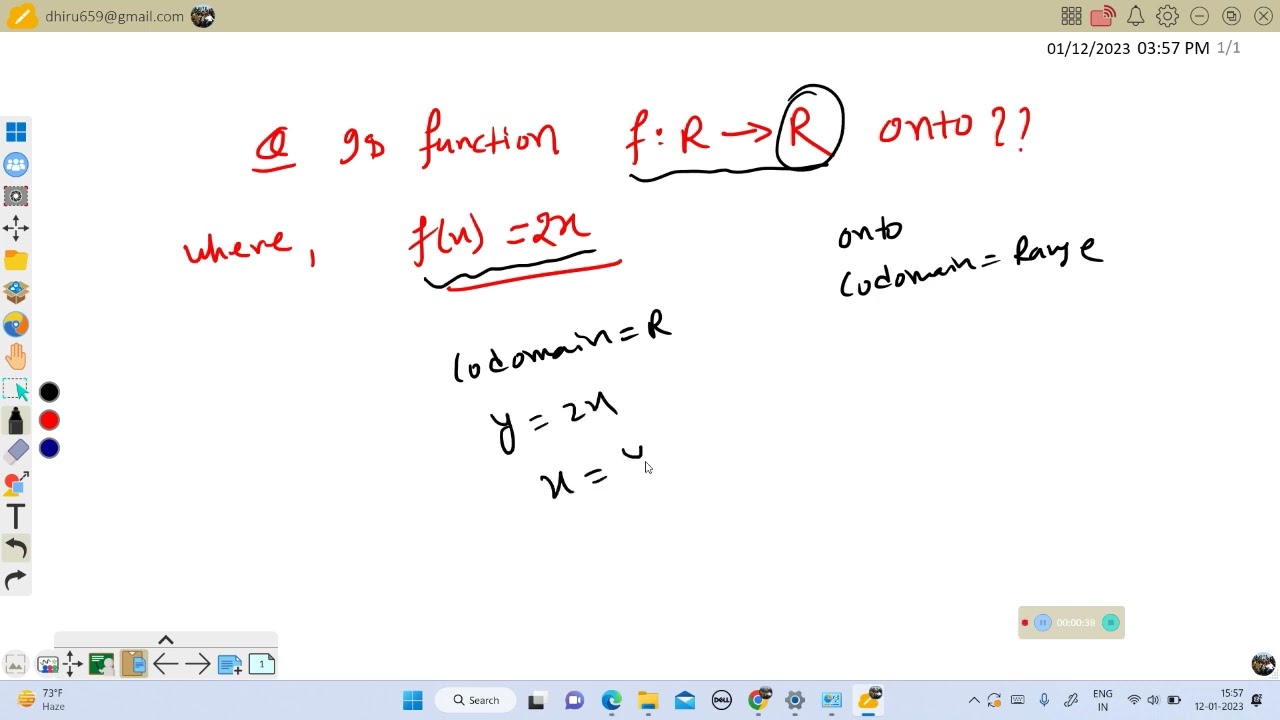 is function f(x) = 2x from R to R is onto??