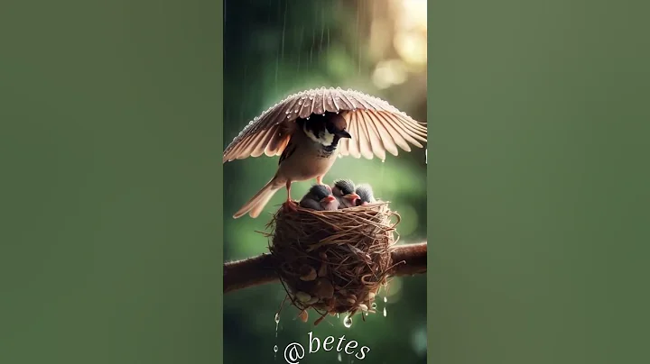 Mother bird Sheltering Her Chicks from the Rain #nature #mother #birds #parrot #shorts #owl #ai