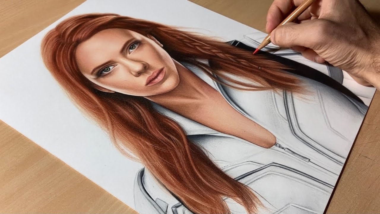 Drawing Black Widow Scarlett Johansson  Time Lapse