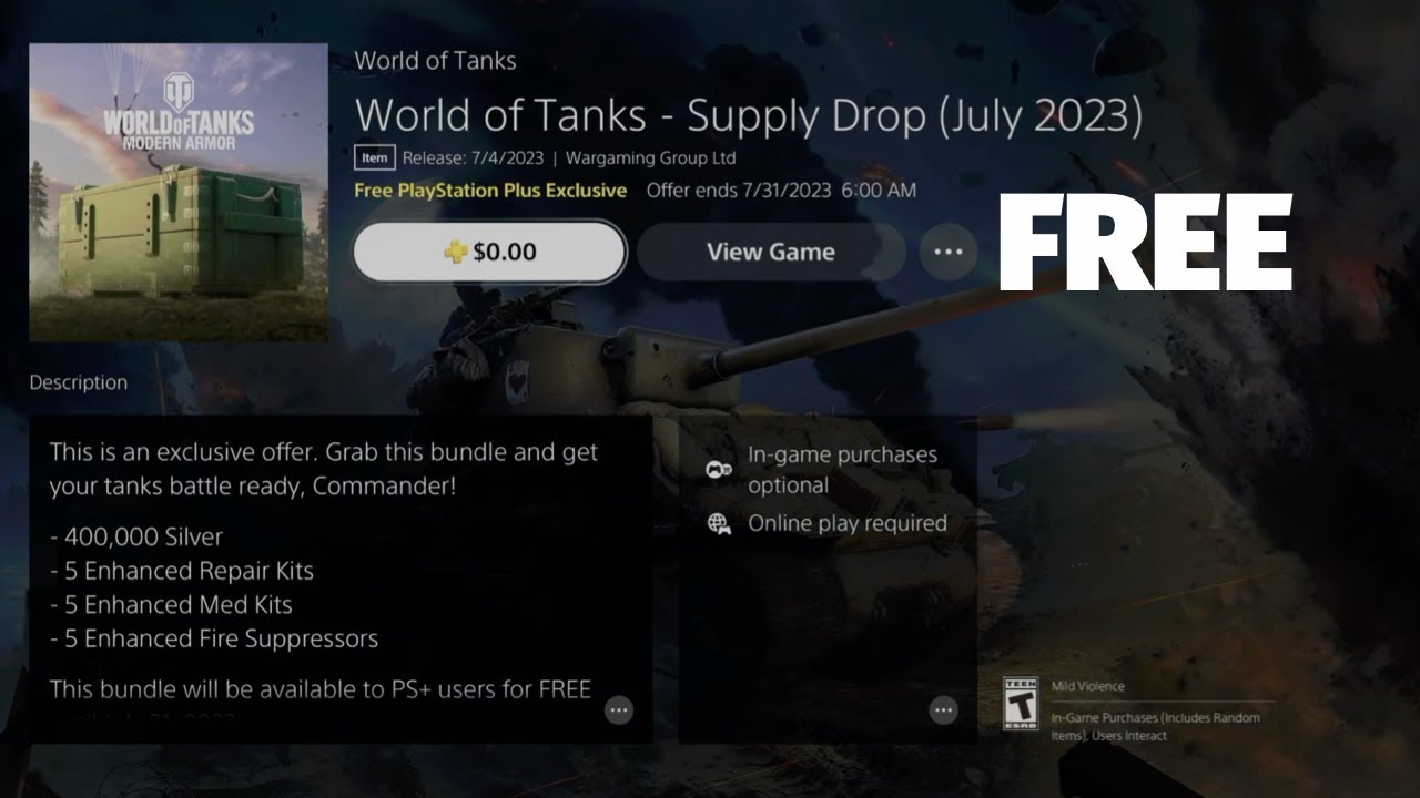 How to Get World of Tanks - Supply Drop (July 2023) FREE | PS Plus Exclusive | PS5 | PS4