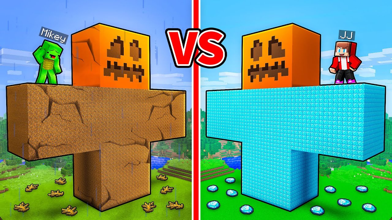 JJ and Mikey: POOR vs RICH GIANT GOLEM BATTLE in Minecraft - Maizen