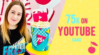 75k On Youtube Cake | 80's Memphis Popcorn Bucket | How To | Cherry School