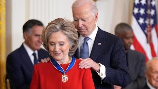 Biden honors Hillary Clinton, Magic Johnson with Presidential Medal of Freedom