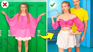 BRILLIANT CLOTHES HACKS FOR GIRLS! School Supplies Ideas \& DIY Outfit by Mariana ZD