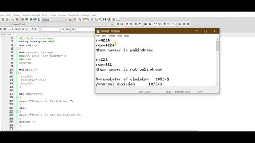 C++ Program to check whether given number is Palindrome or not | C++ program tutorial for beginners